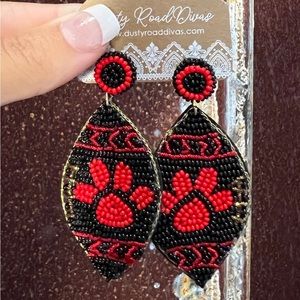 Seed Bead Football Earrings